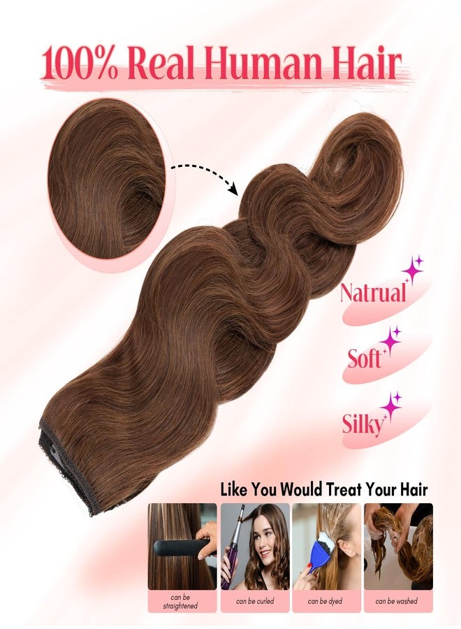 Rich Choices 100% Real Human Halo Hair Extensions Wave Remy Invisible Wire In Hair Extensions Human Hair Clip in Hair Piece 12 Inch #4 Medium Brown - Image 3